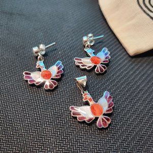 950 Peruvian Sterling Silver Earrings and Pendant